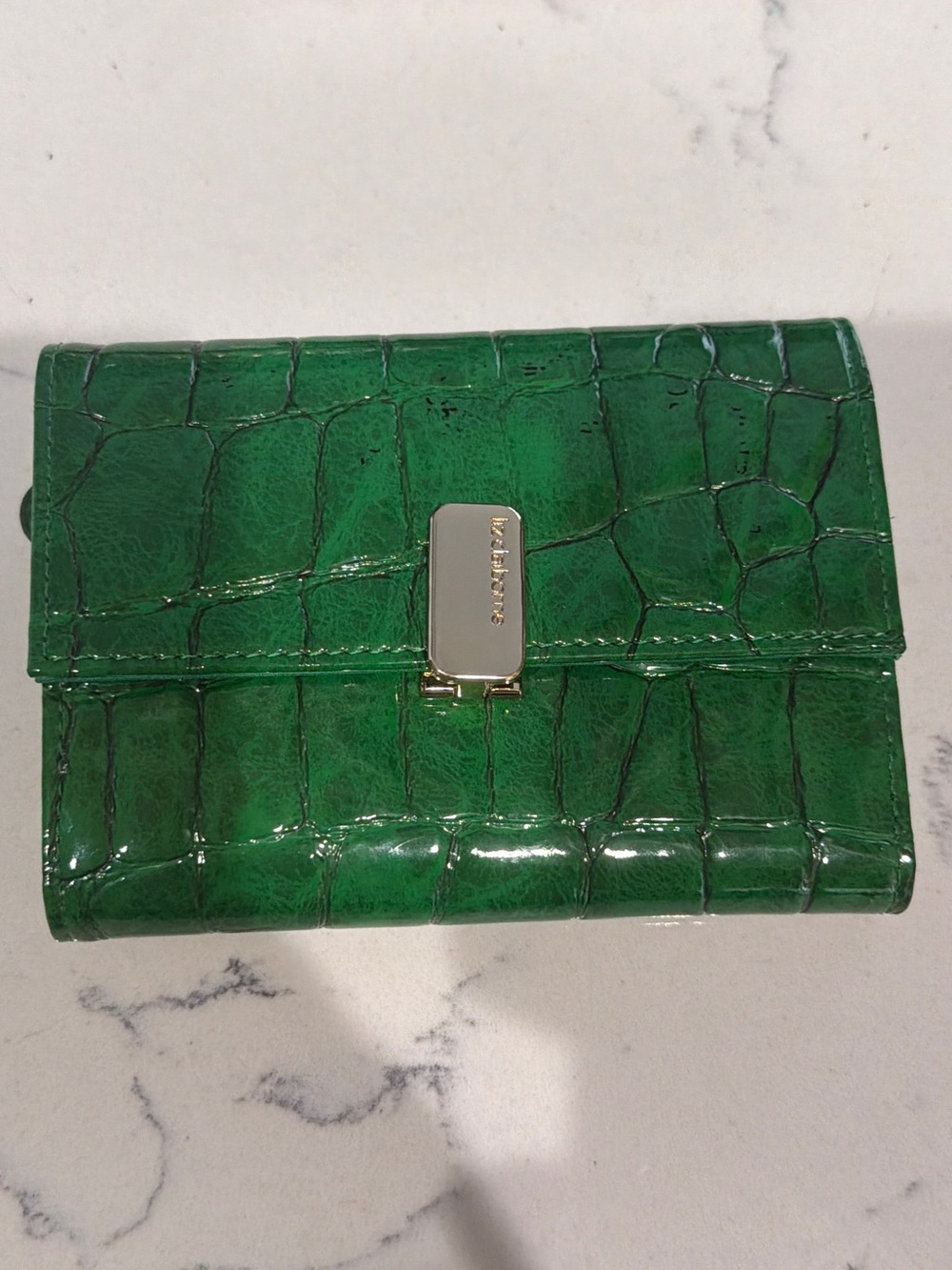 Liz Claiborne Green Croc-Embossed Leather Wallet